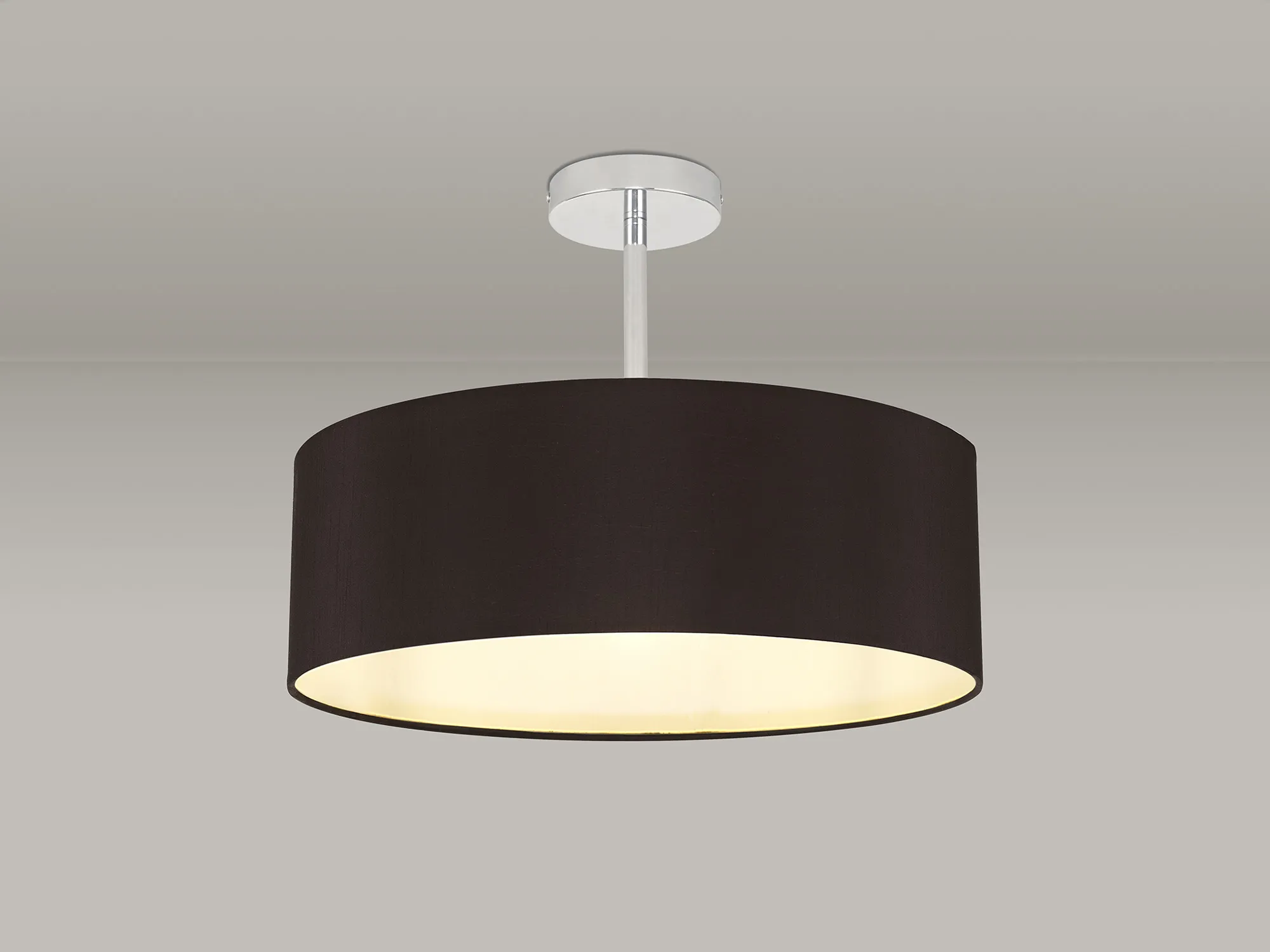 Baymont 45cm Semi Flush 3 Light Polished Chrome, Black/White DK0683  Deco Baymont CH BL